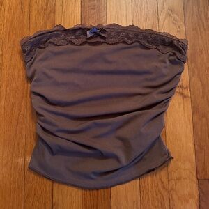 Brown bow tube top